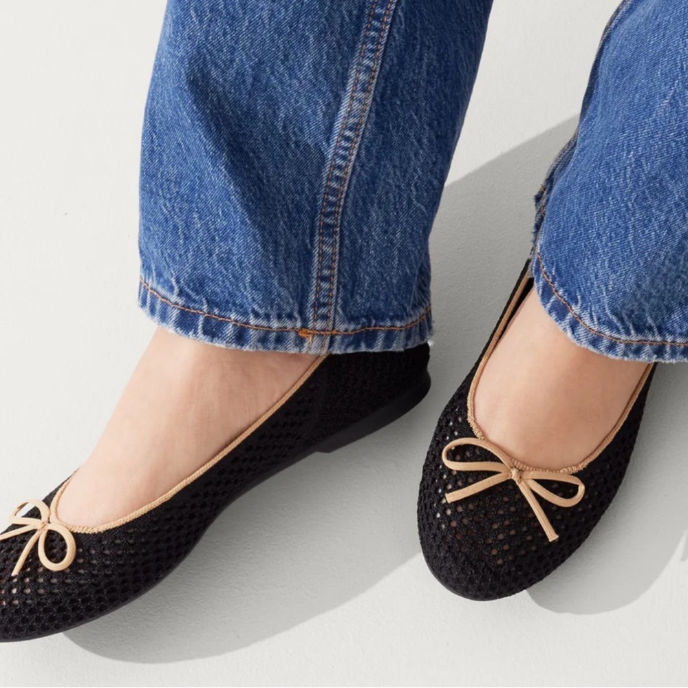 Rothy’s Round Toe the Flat ballet shoes size 8.5 black Noir Mesh light new